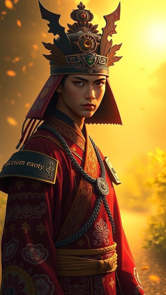 Infernal Samurai in Golden Light, Anime Style