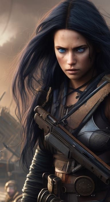 Post-Apocalyptic Warrior Girl in Hyperrealism