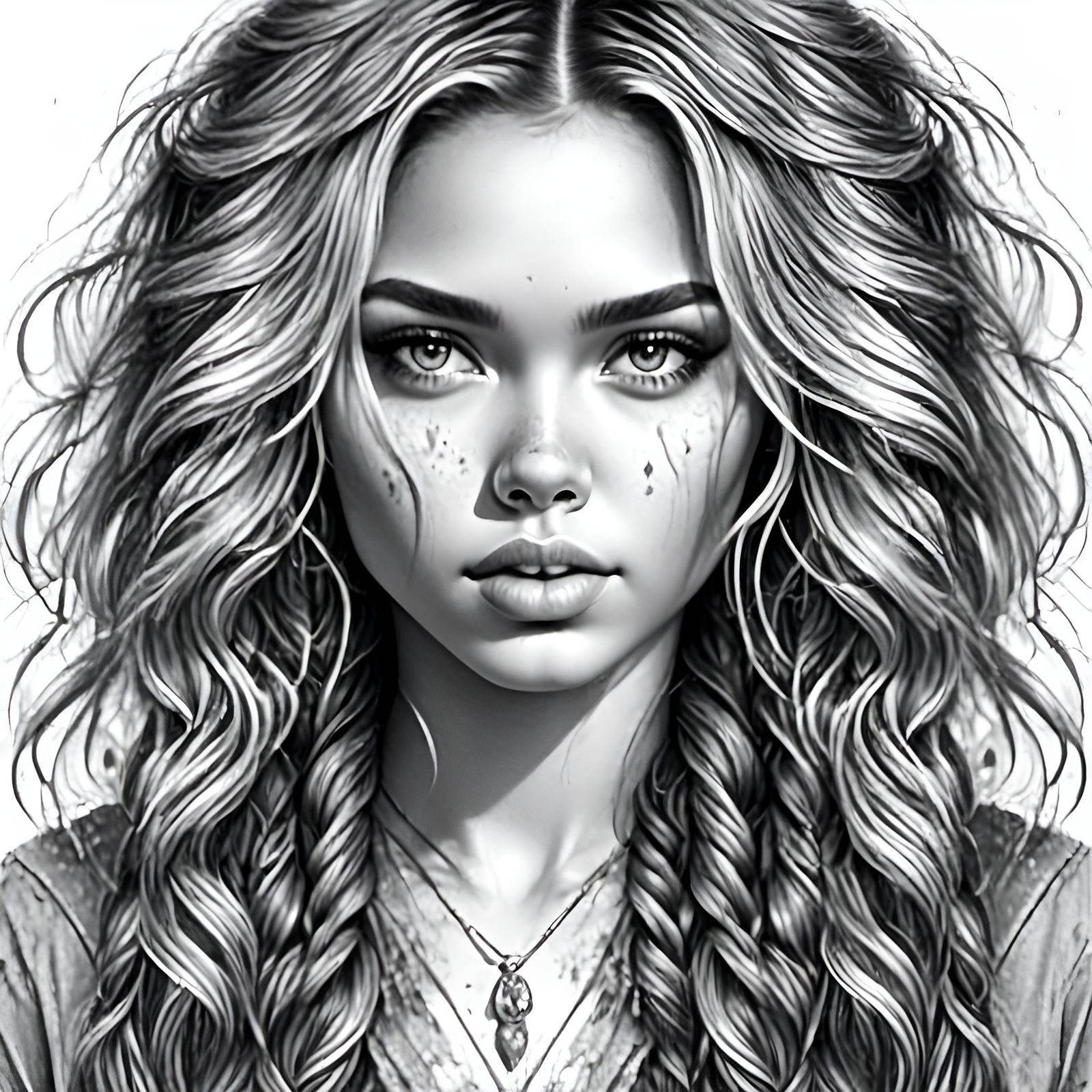 Grayscale Women's Hairstyles for Adult Coloring