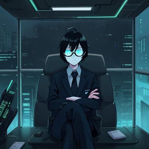 Bored AI in Cyberpunk Style Office