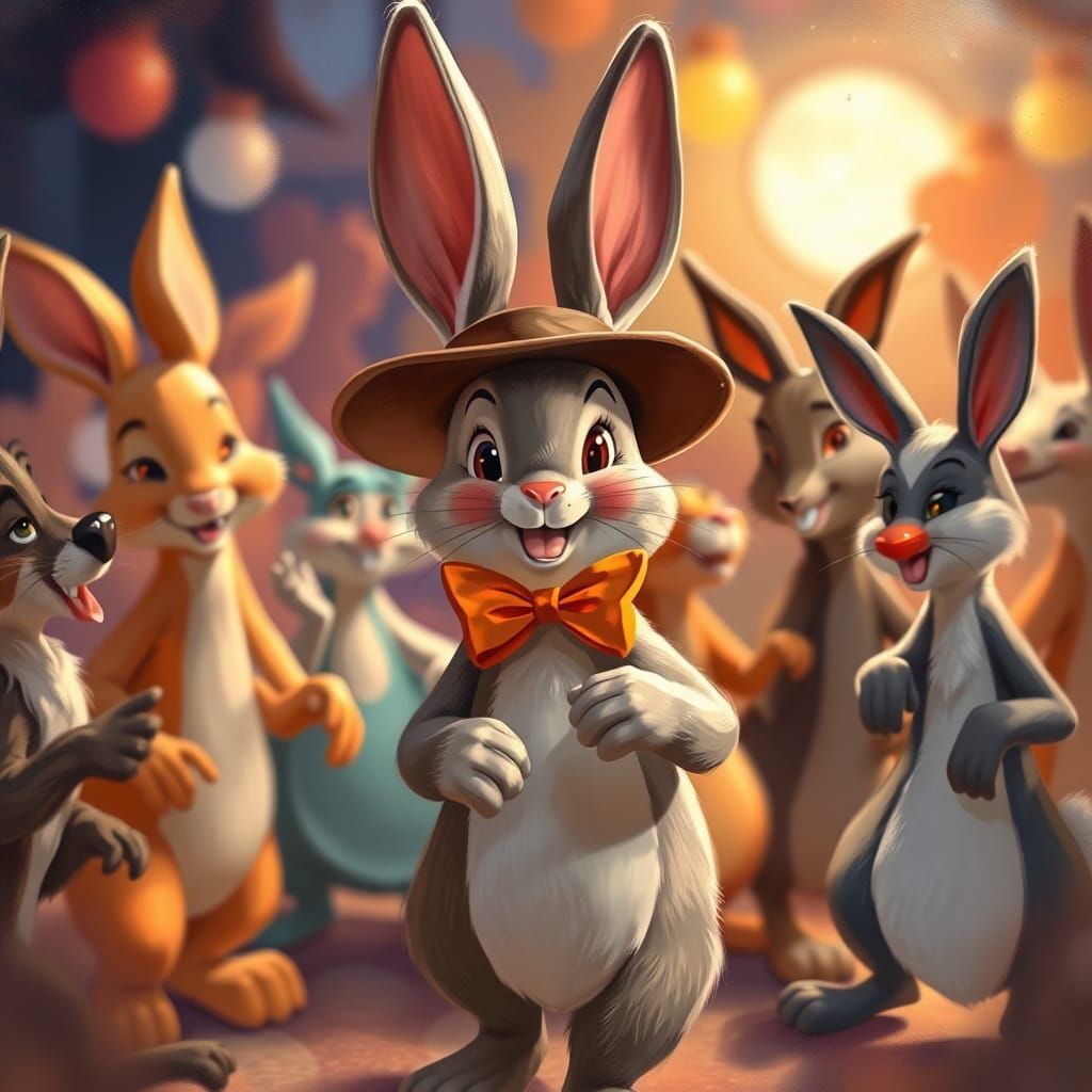 Rabbit in Vibrant Disney-Inspired Dance Party