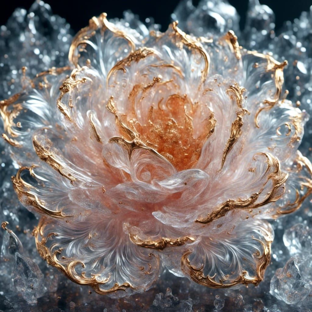 Clear Rose with Sparkling Light and Gold