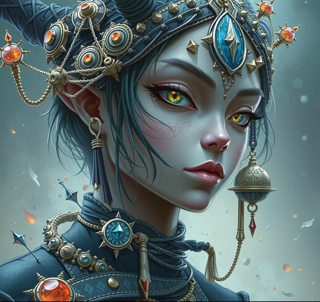 Alluring Drow Elf with Dark Skin and Striking Eyes