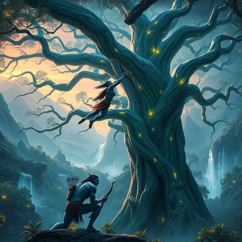 Na'vi Warriors in Bioluminescent Pandora Forest