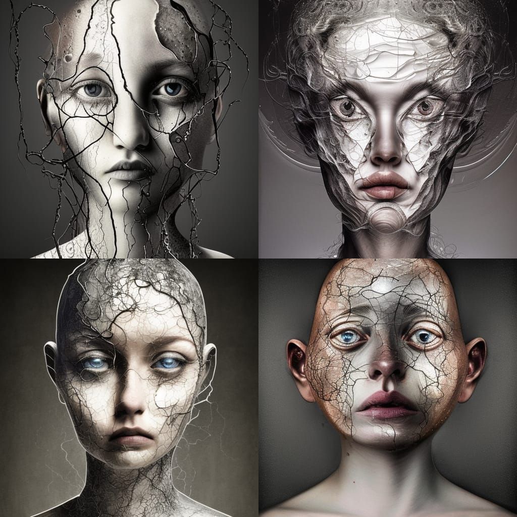 Distorted Portrait in Hyperrealistic Mixed Media Style