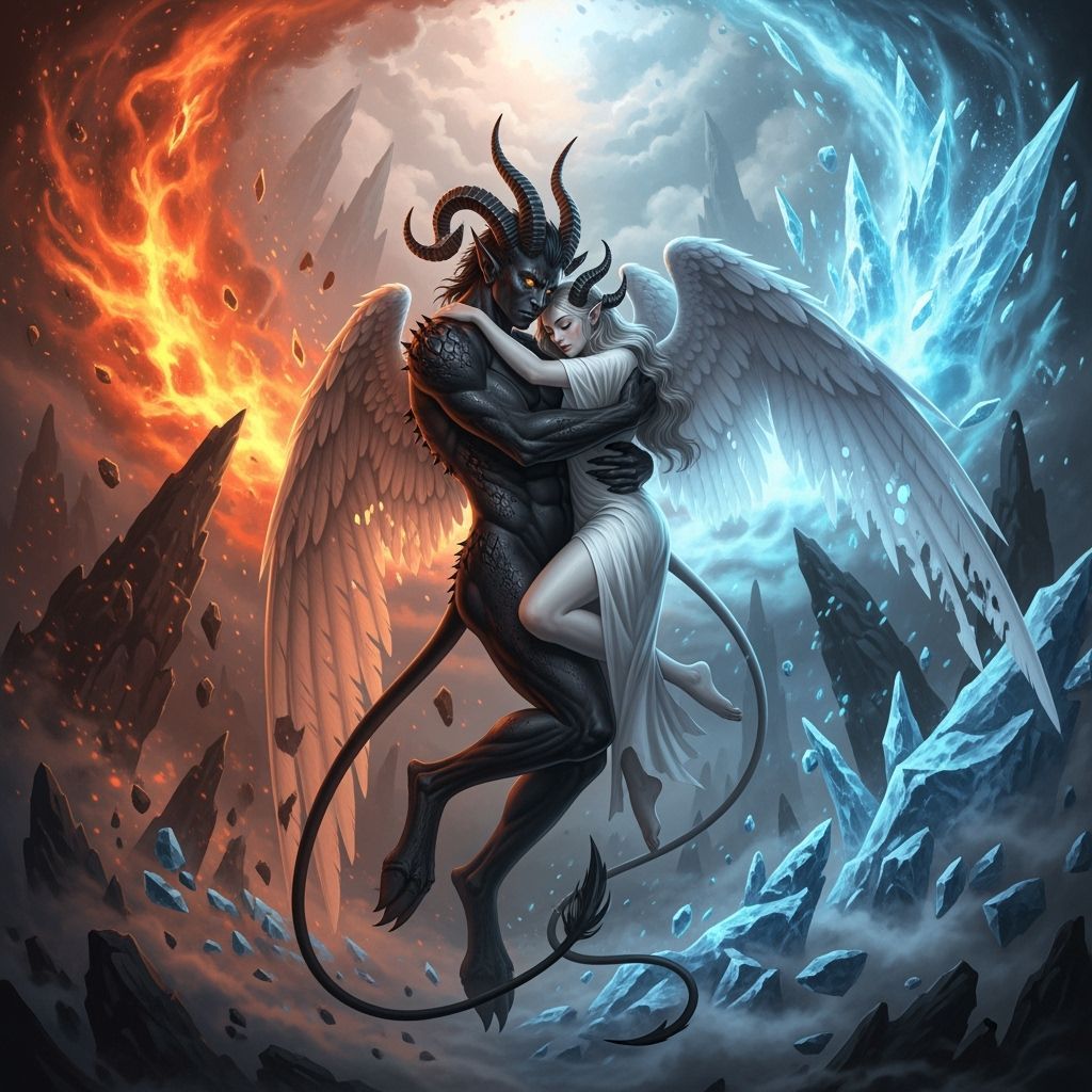 Demonic Embrace: Dark Fantasy Angel and Demon