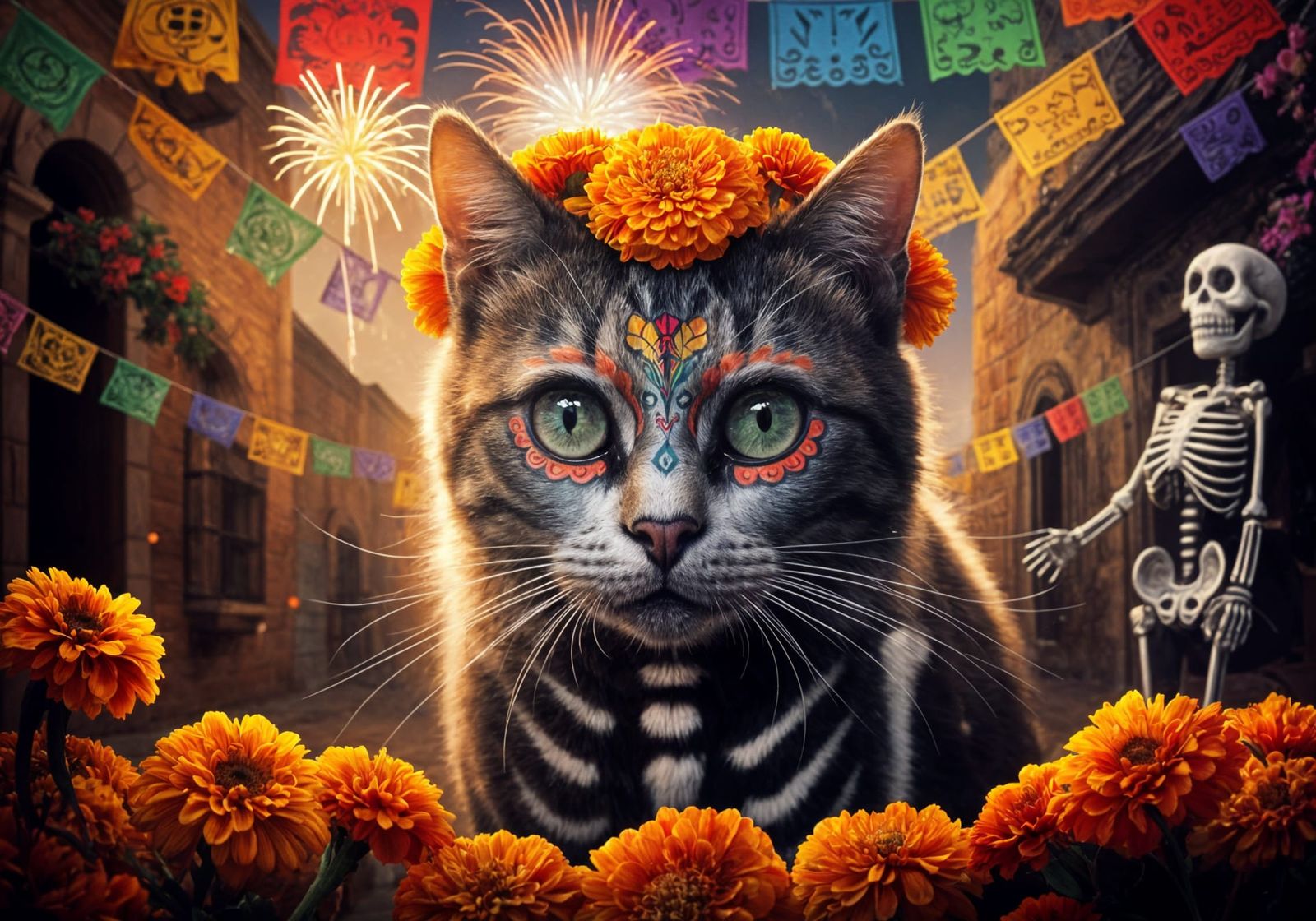 Cat in Day of the Dead Celebration