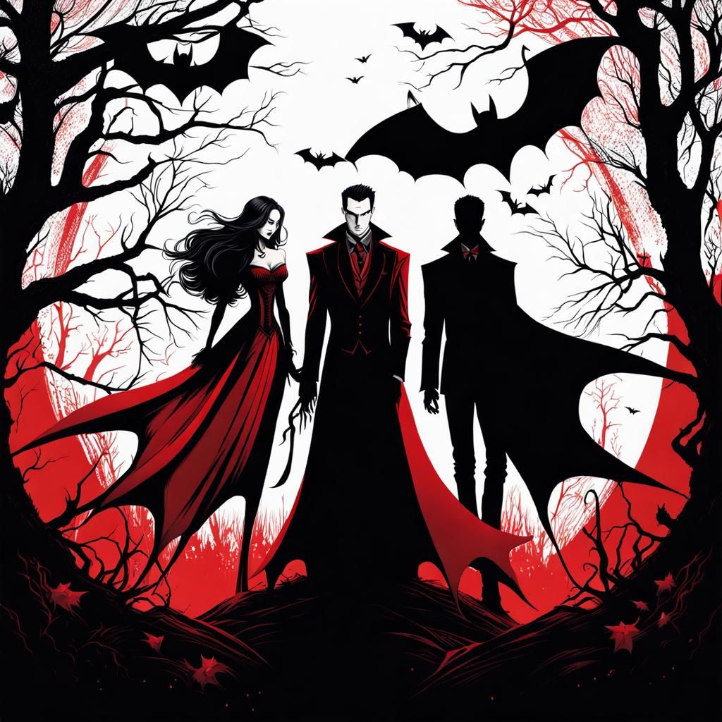 Eerie Vampire Pen Art in Gothic Style