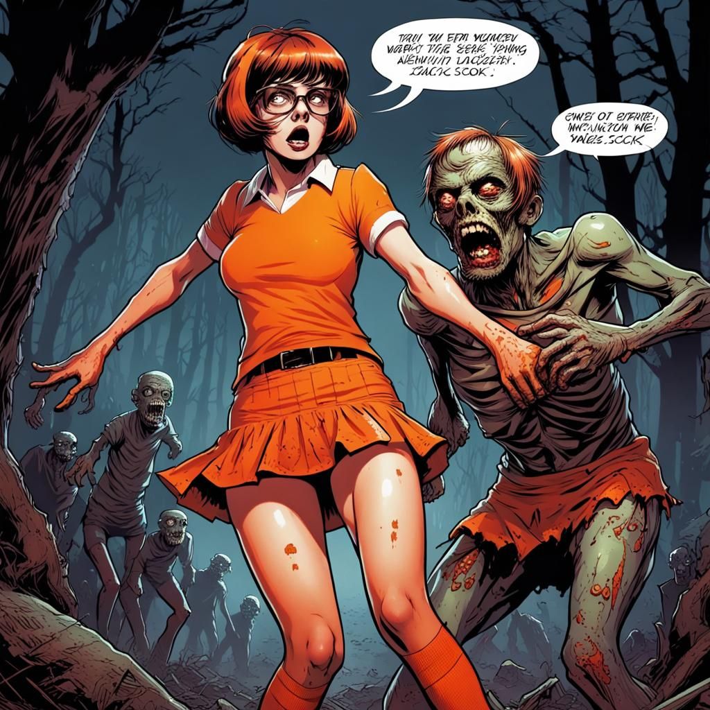 Velma running from zombie