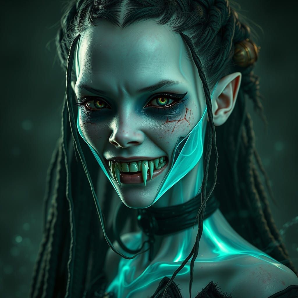 Gothic Punk Changeling Portrait with Uncanny Valley