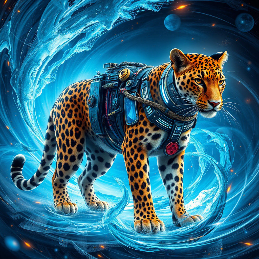 Leopard Harnessing Elemental Energy in Detailed Matte Painti...