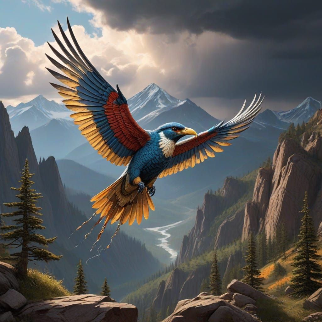 Majestic Native American Thunderbird in a Stormy Colorado La...