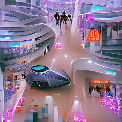 Futuristic Shopping Mall with Advanced Technology
