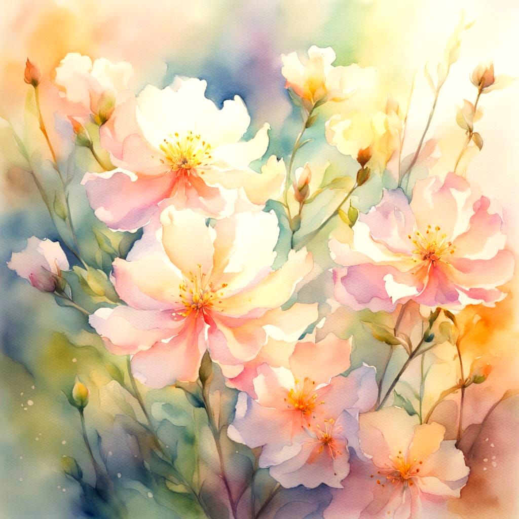 Myasota in Floral Dress: Watercolour Close-Up