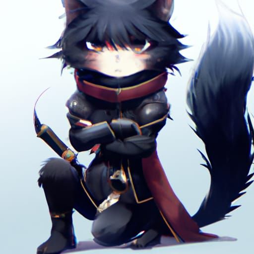 Furry Assassin Cat in Anime Style