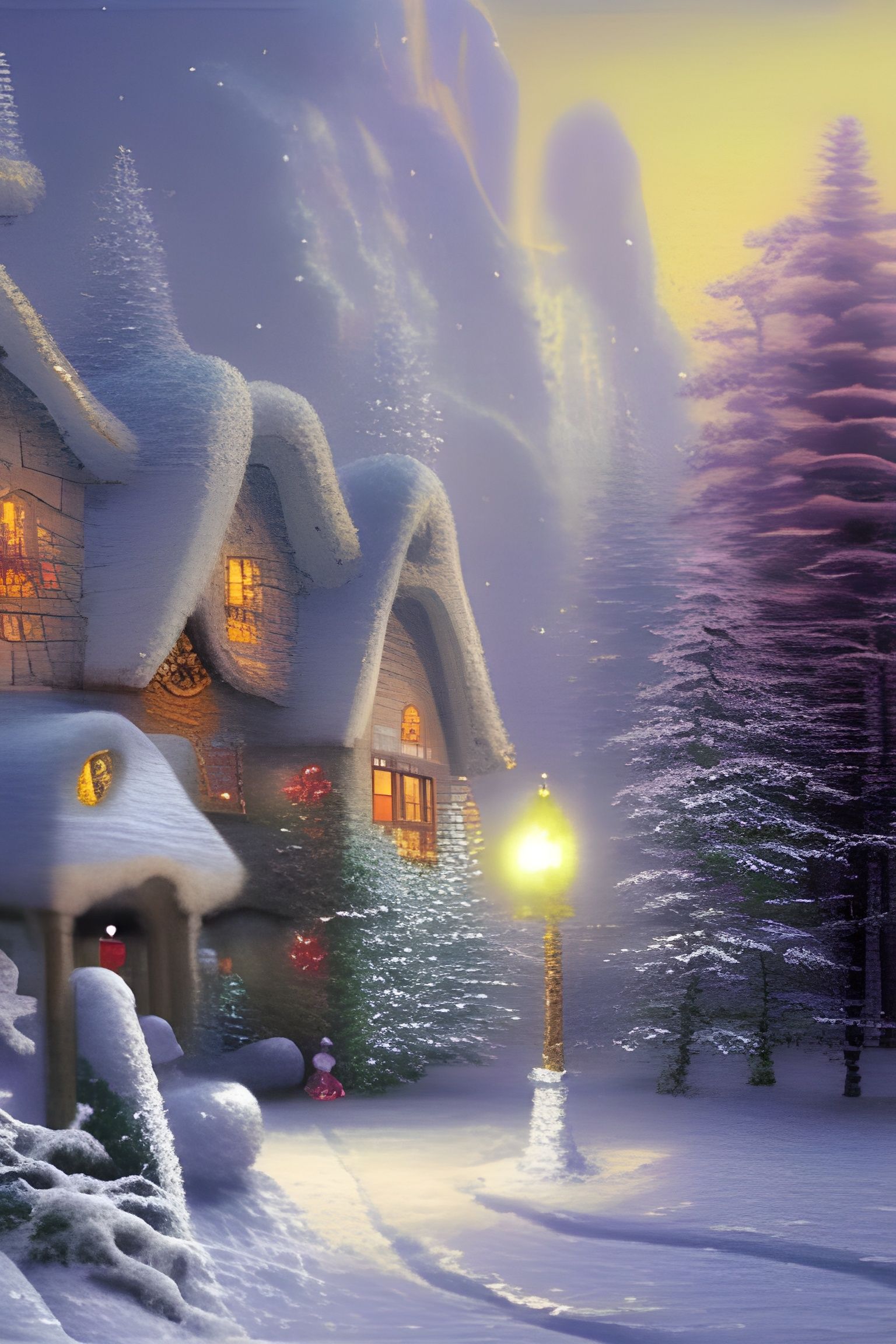 Christmas Fantasy Postcard with Santa in Winter Forest