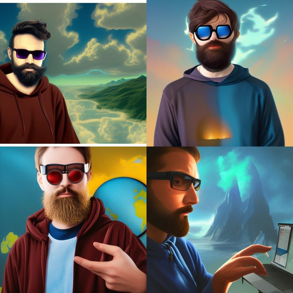 Nerd Hacker Avatar in Detailed Matte Painting Style