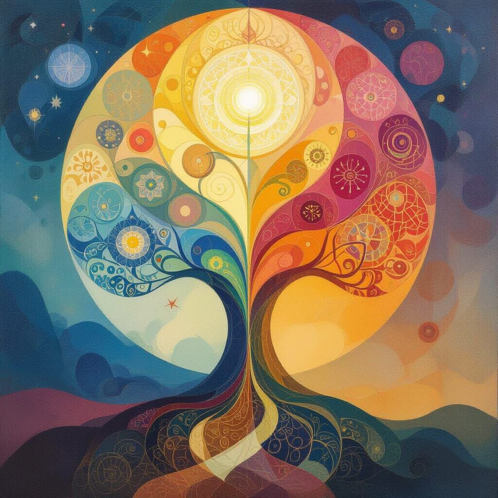 Mystical Realms: Abstract Tree of Life