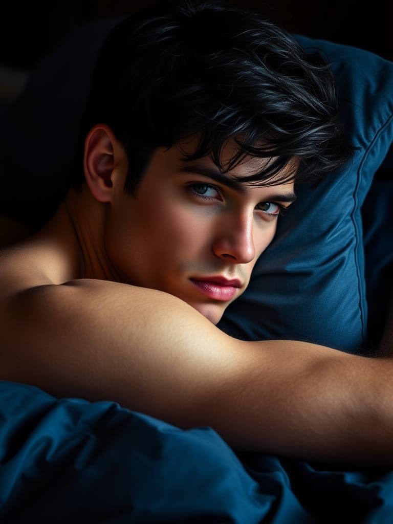 Handsome Young Man in Moody, Intimate Ambiance