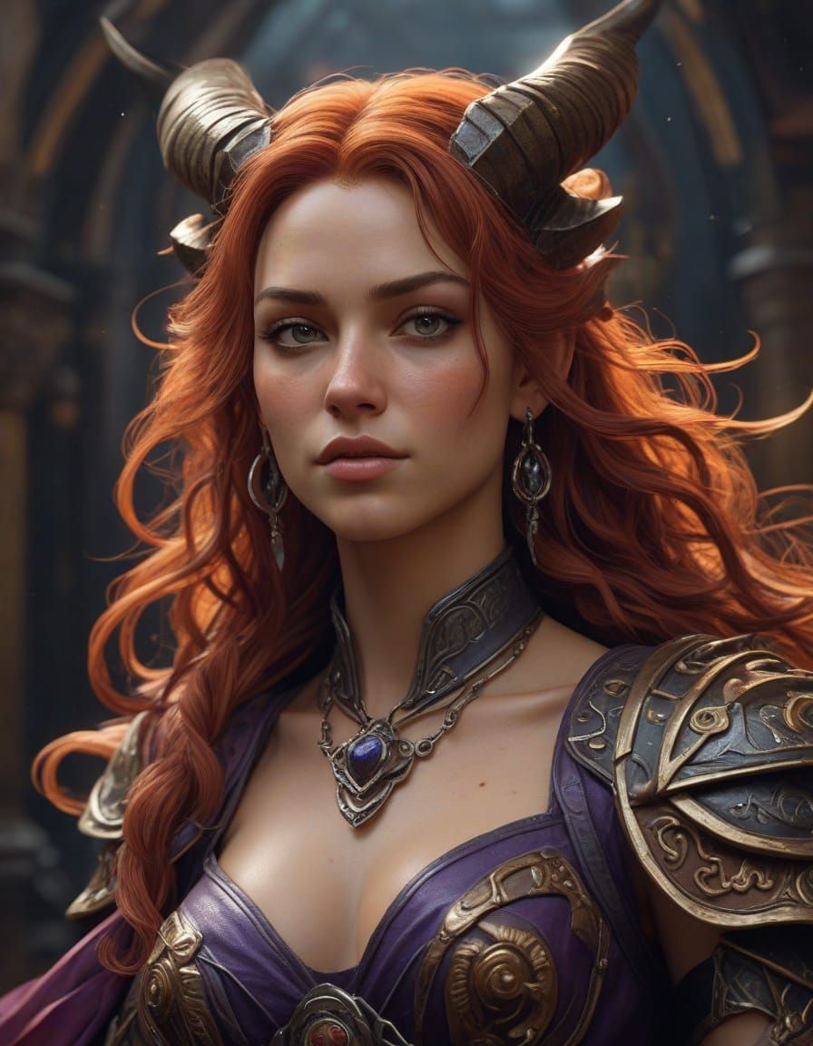 Elegant Barbarian Tiefling Warrior