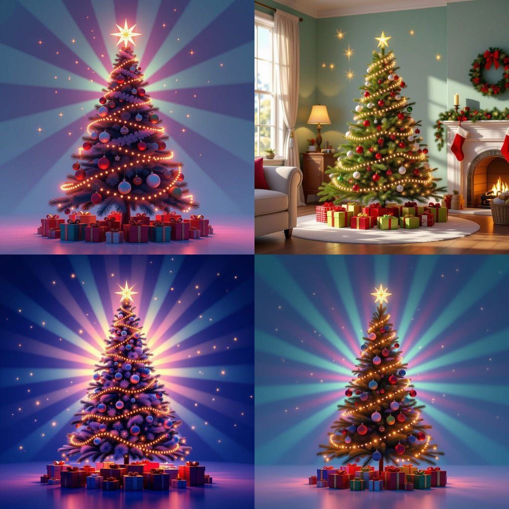 Festive Christmas Tree in Pixar Style