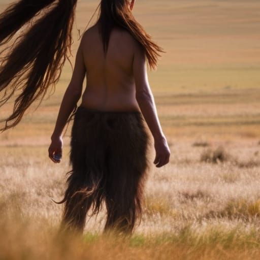 Neanderthal Woman on the Steppe: A Captivating Photograph