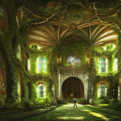 Lush Demonic Castle Interior in Ghibli Style