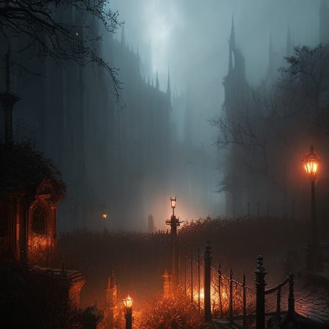 Dark Gothic Witch in Detailed Film Noir Style