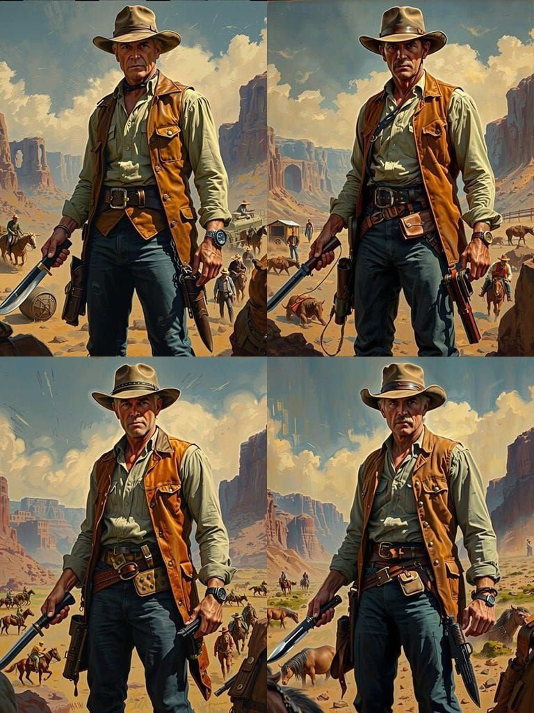 Heroic Western Icon in a Gritty Rugged Landscape