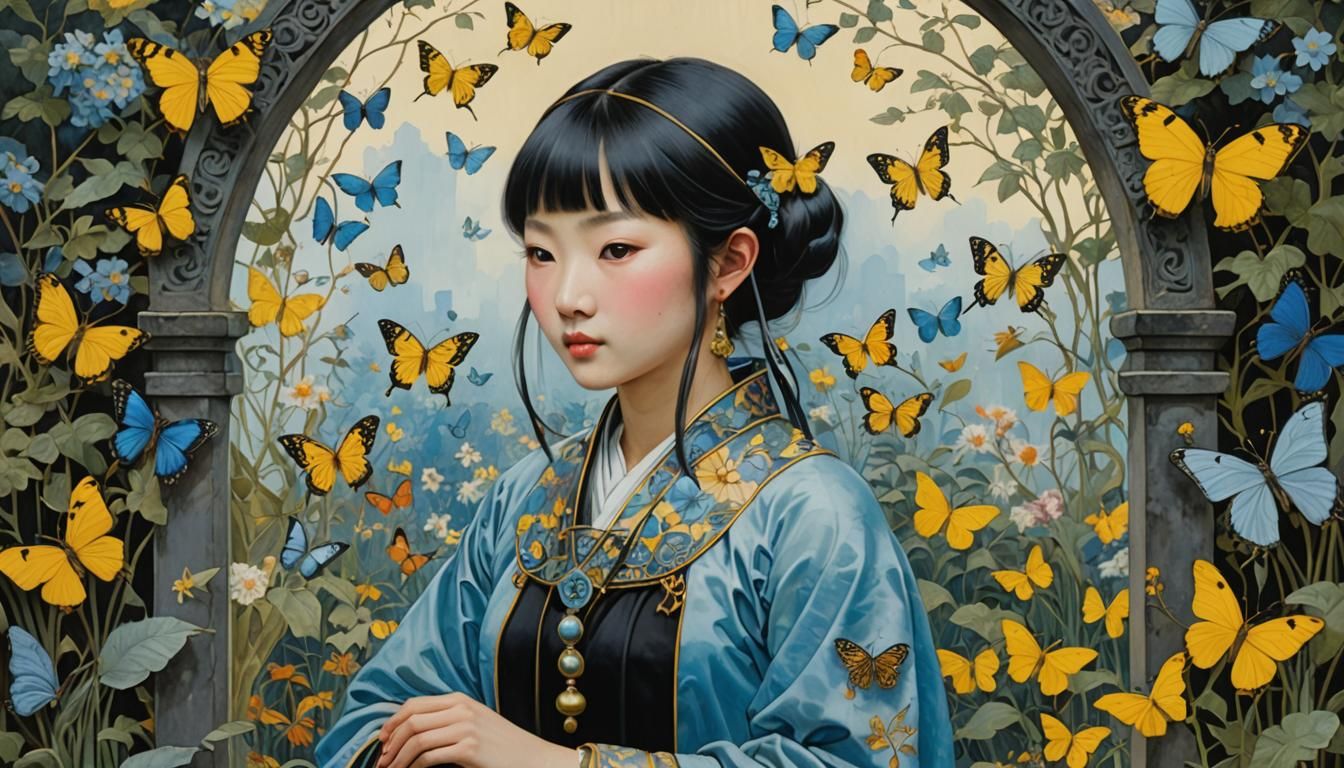 Enchanted Garden Gate with Elf in Fantasy Art