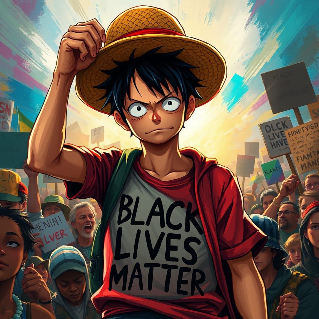 Luffy Stands in Solidarity with Protests in a Vibrant, Hyper...