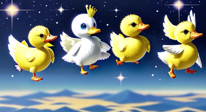 Sparkling Ducklings in Anime Key Visual Style