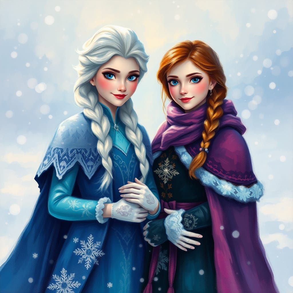 Winter Princesses in a Frosty Norwegian Landscape