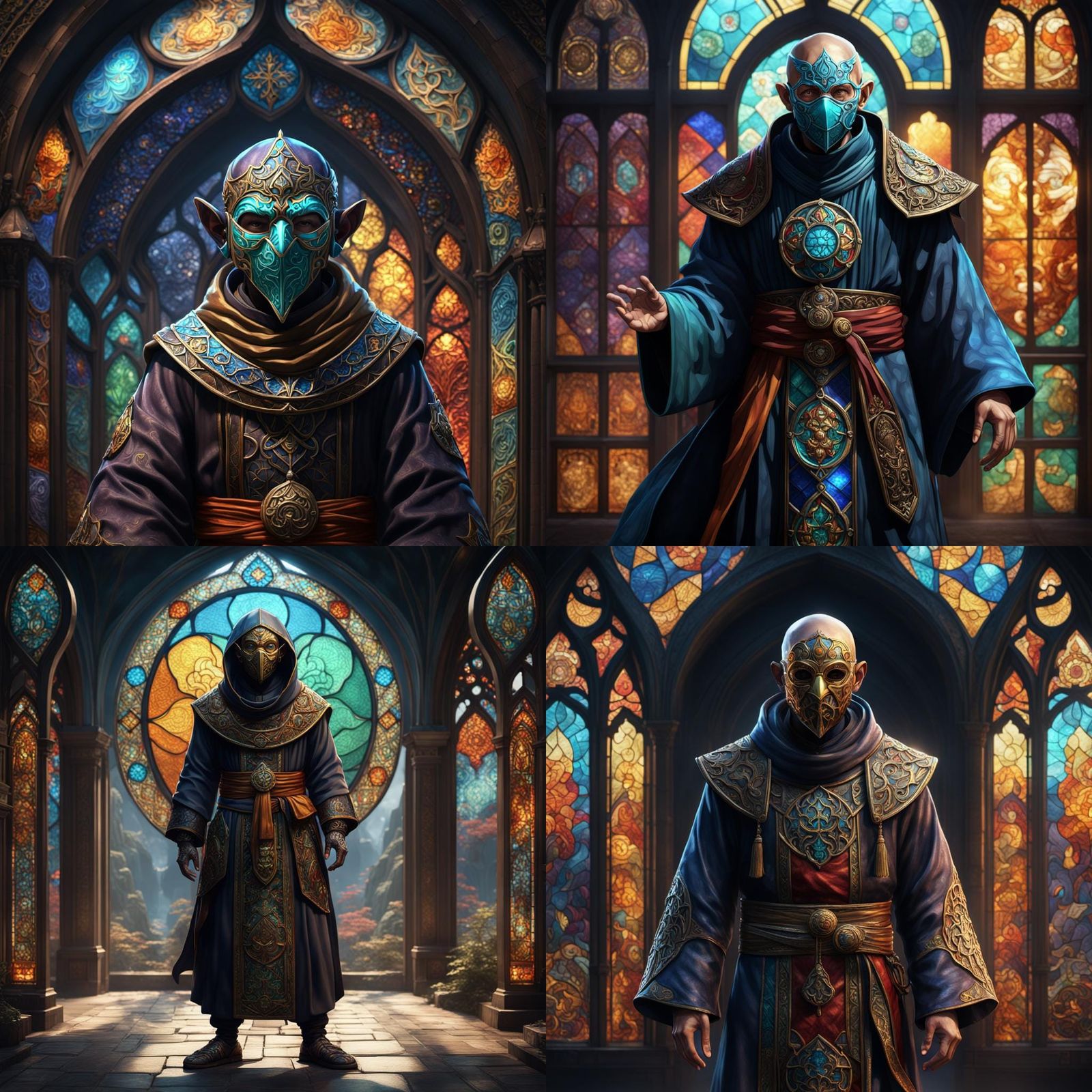 Fantasy Monk with Stained Glass Mask