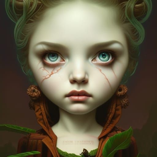 Dark Fantasy Portrait in Ryden and Mucha Style