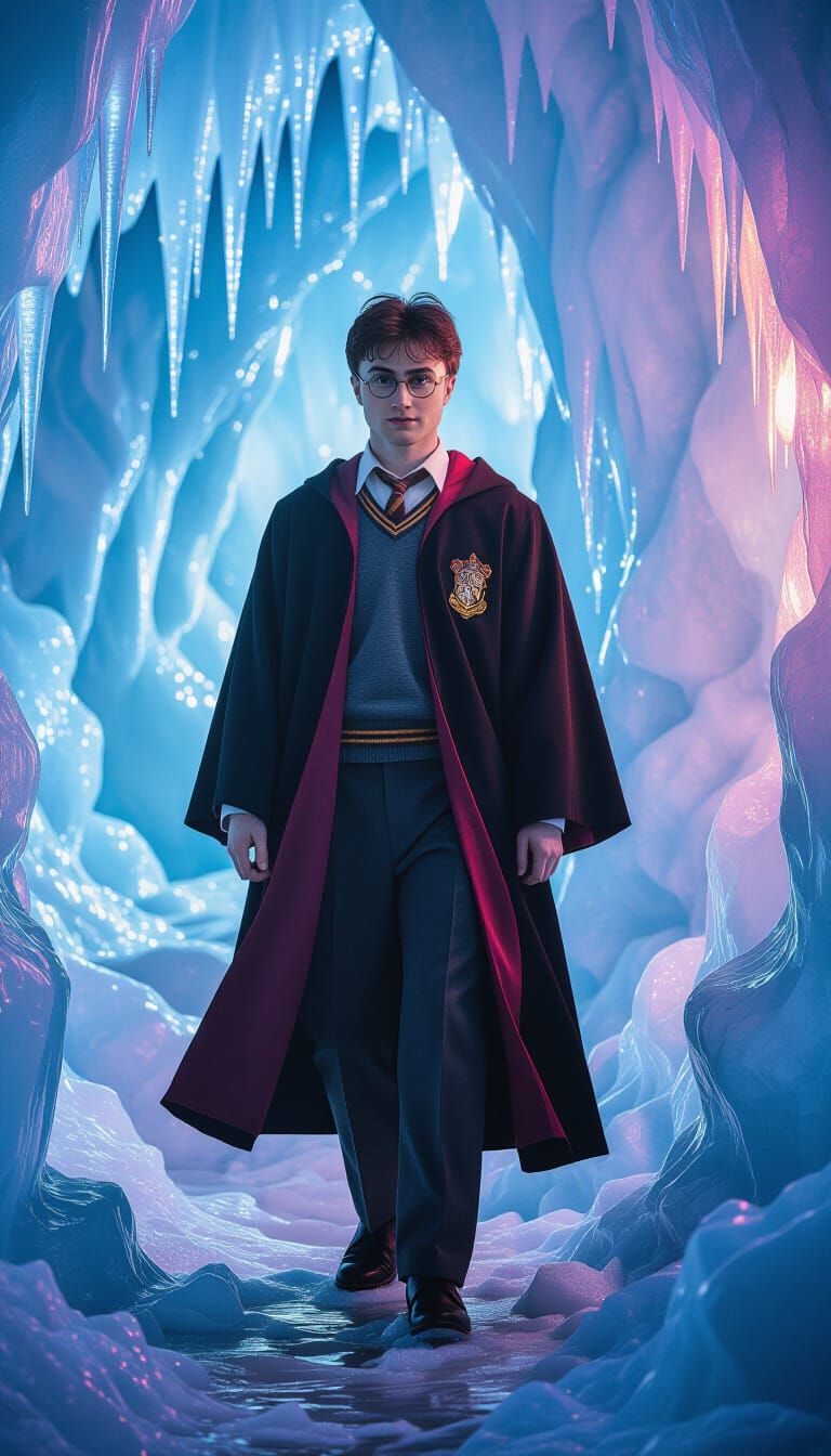Harry Potter in Icy Landscape, Cinematic Film Still