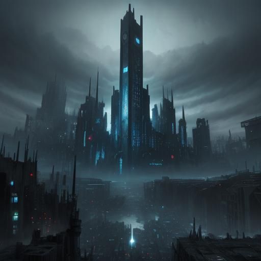 Dystopian City Descending into the Abyss