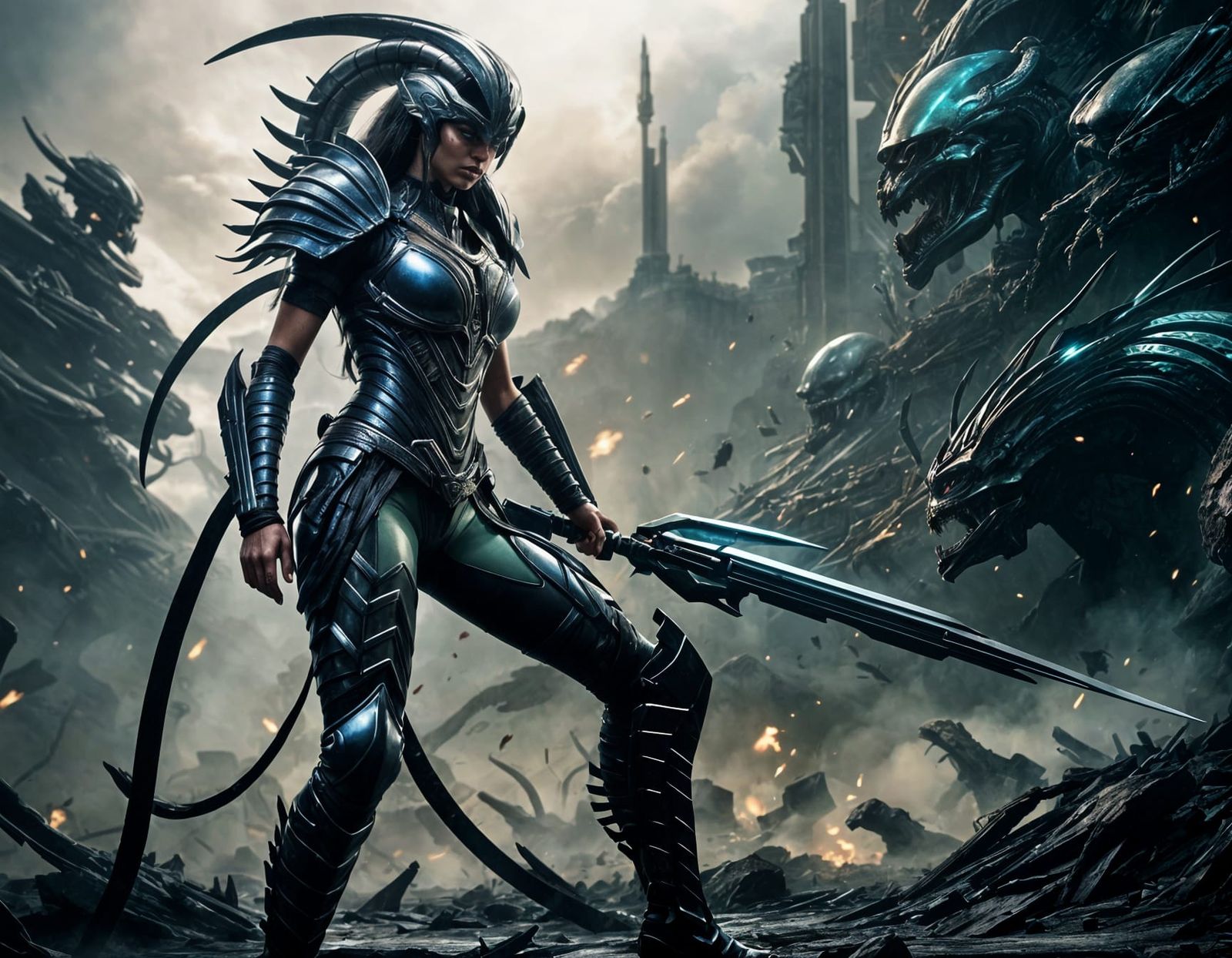 Amazonian Warrior Woman in Xenomorph Armor