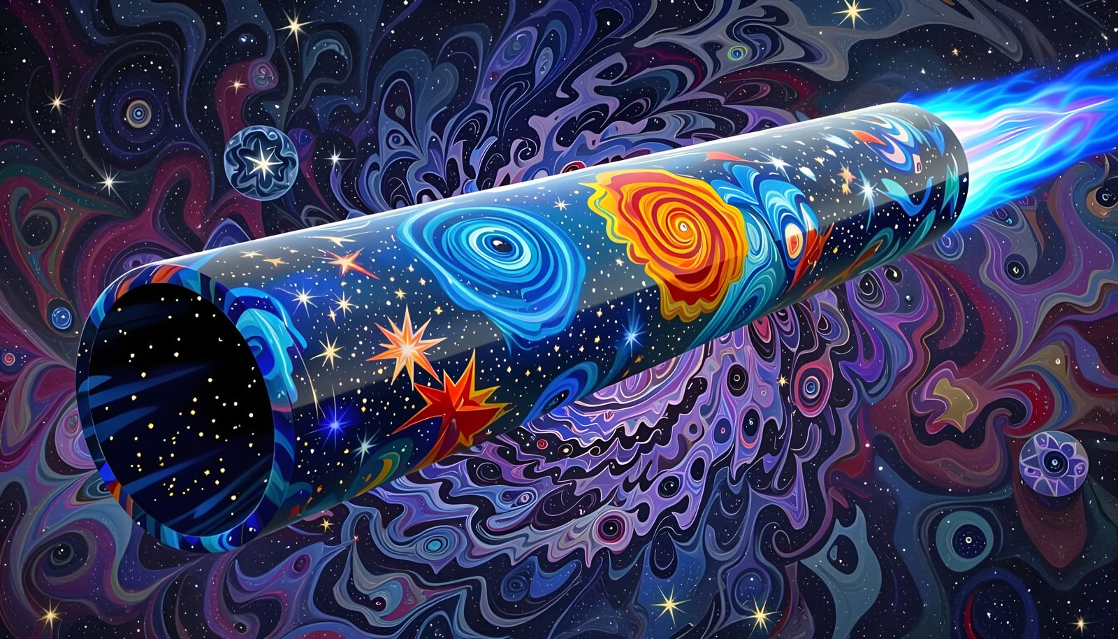 Plasma Cylinder Races Through a Surrealist Cosmos