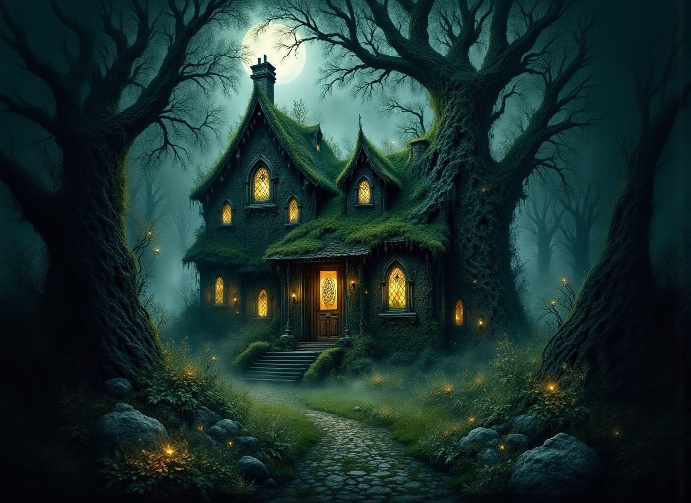 Witch's Cottage in Ancient Mossy Forest