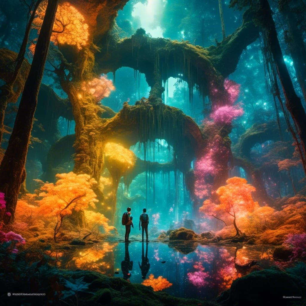 Bioluminescent Forest: A Hyperdetailed Fantasy Painting