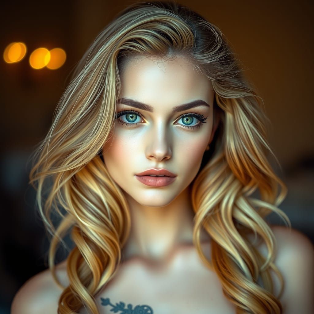 Elegant Woman in Ethereal Lighting, Hyperrealistic Photograp...