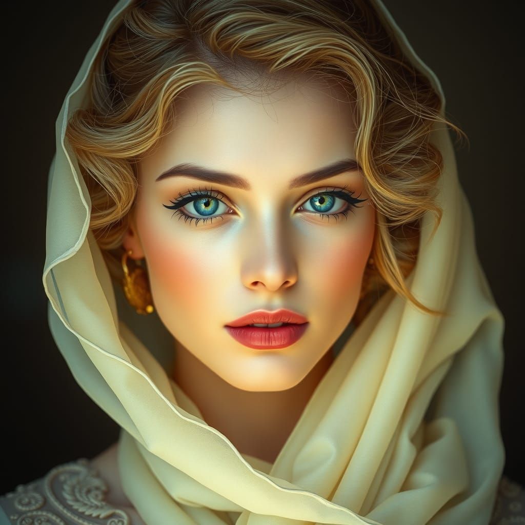 Ethereal Beauty: Portrait in Art Nouveau Style