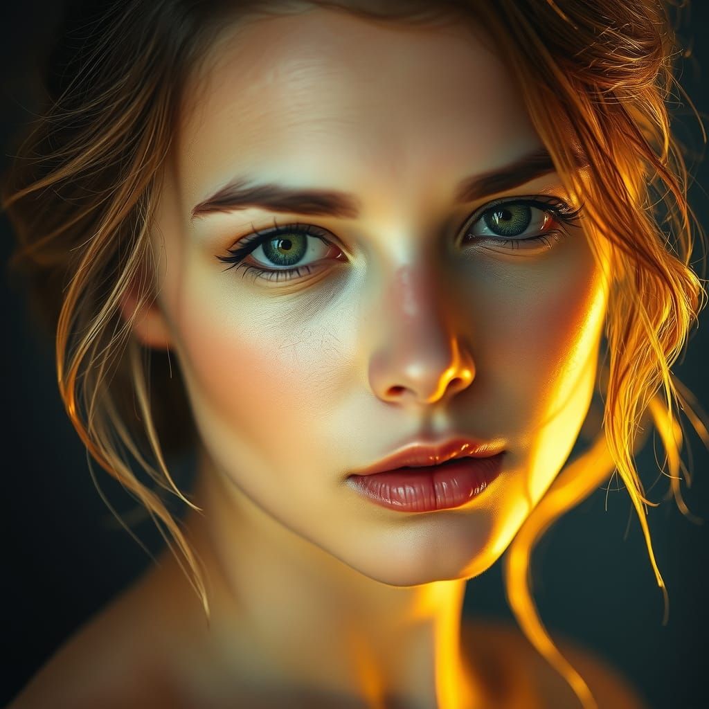 Luminous Female Portrait in Art Nouveau Style