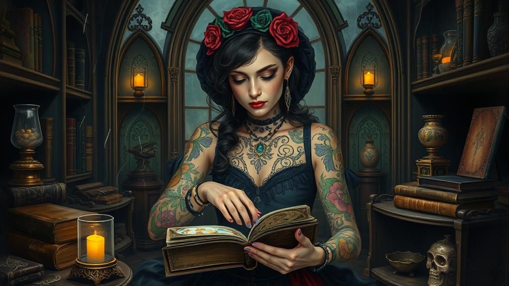 Southern Gothic Fortune Teller in Mystical Apothecary