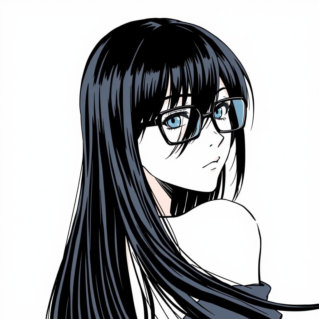 Manga Girl with Glasses in Graphic Novel Style