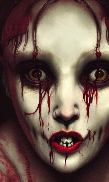 Disturbing Hyperrealistic Portrait of a Crooked, Ugly Woman