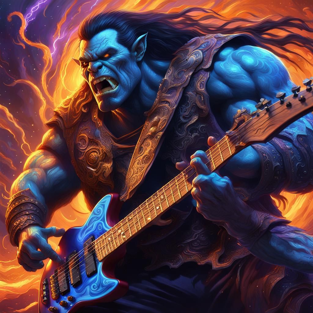 Orc Guitar Hero Shredding Mythical Axe Guitar