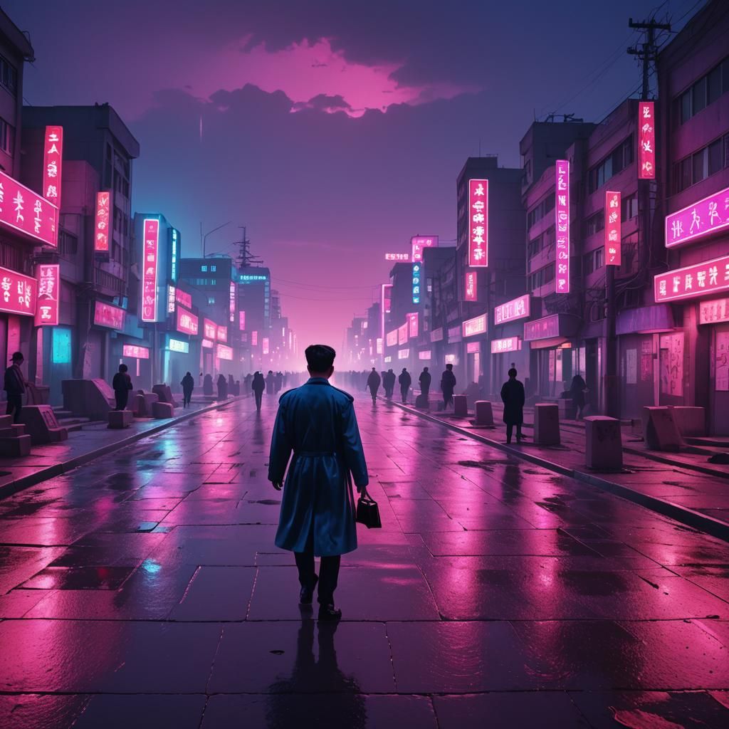Synthwave Tombstones Invade North Korean City