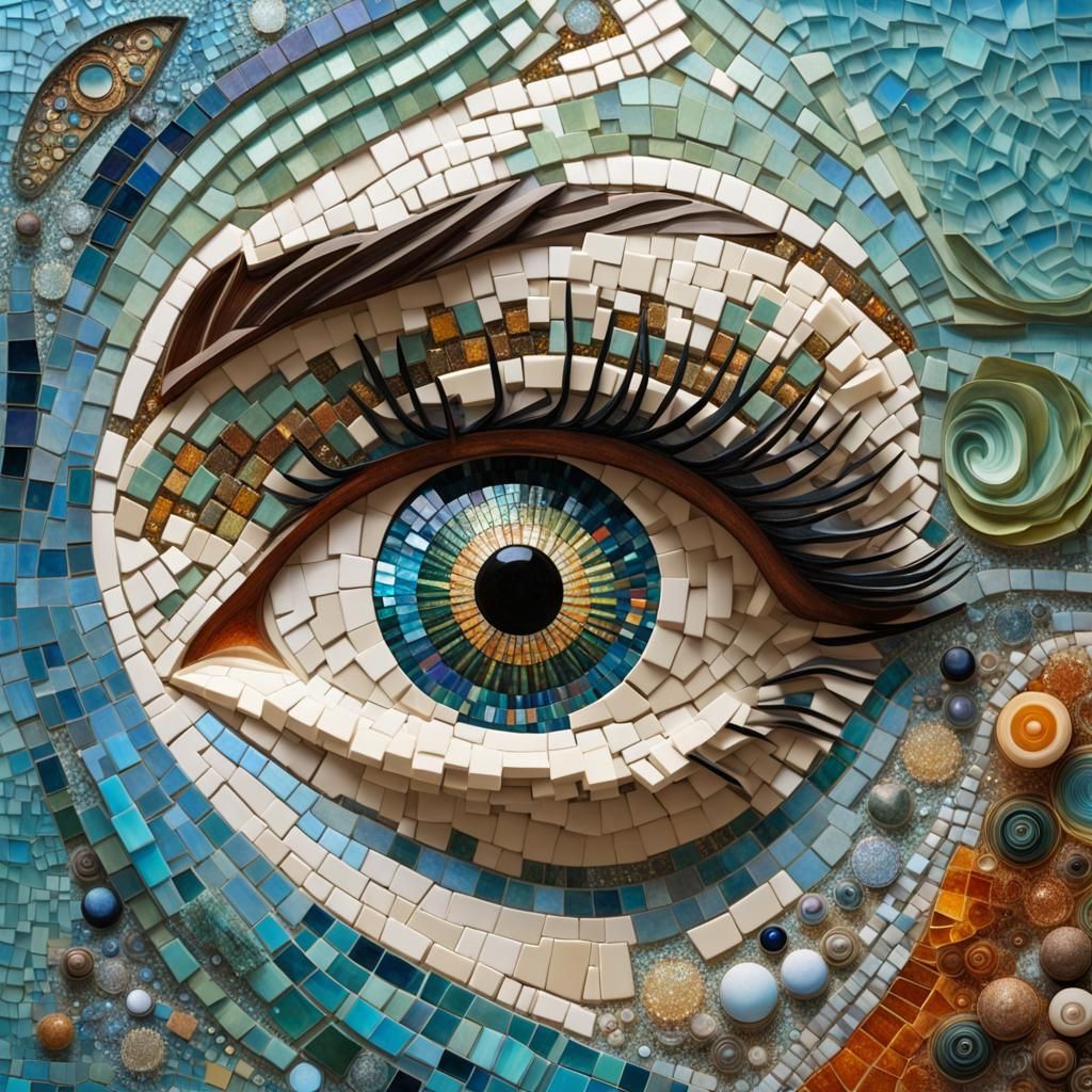 Glittery Mosaic Diorama of an Eye Doctor